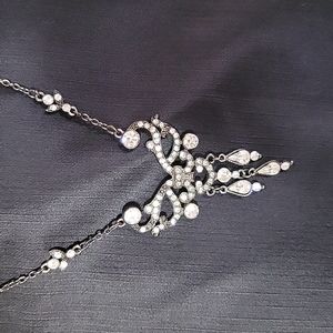 Vintage Style Dark Metal & Rhinestone Necklace